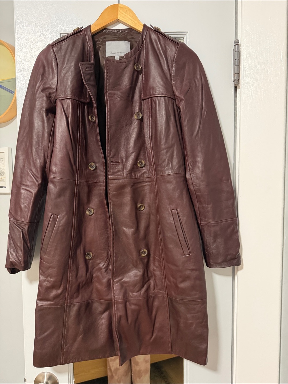 Classiques Entier Burgundy Leather Double-Breasted Trench